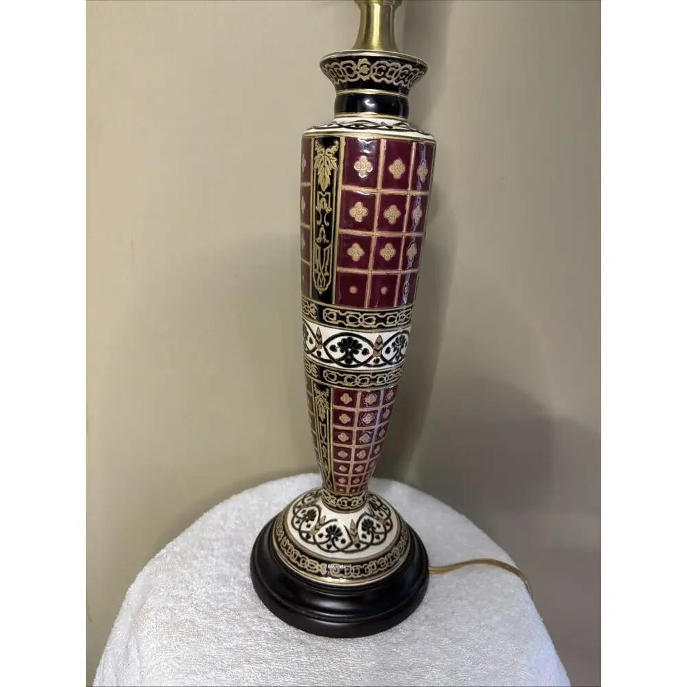 Bombay Co. Chinoiserie Table Lamps Brass Porcelain with Enamel Overlay Gift